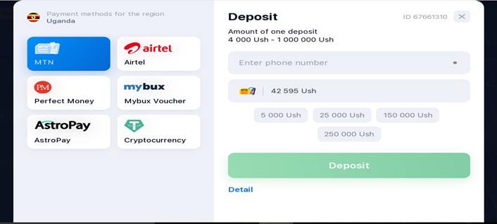 1win Uganda deposit methods 